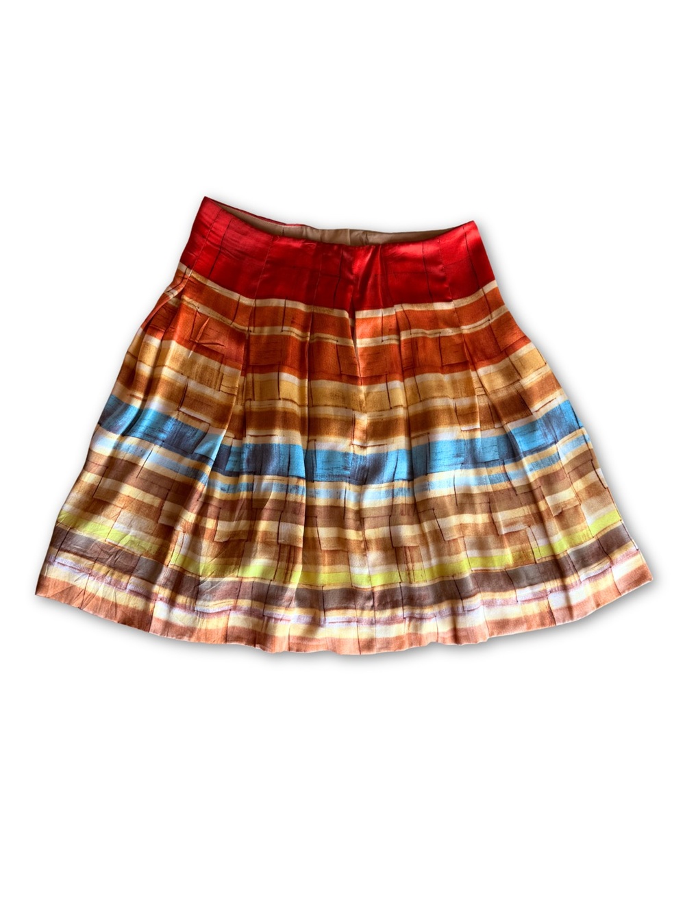 Vintage Etcetera Multicolor Striped A Line Silk Skirt